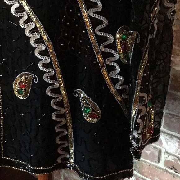 Vintage Eve’s Allure Black Sequins Jacket Sz. Med. 100% Silk - Picture 8 of 15